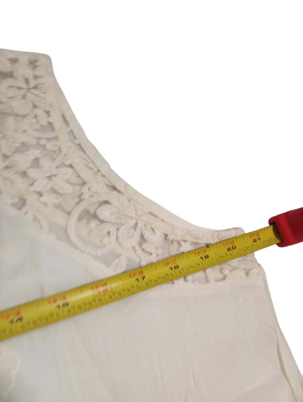 Forgotten Grace Lace Embroidered Tank Top Sheer Boho Sleeveless Cream Blouse L - Picture 5 of 7